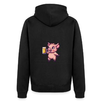 Pork Beer Pixel - Unisex Premium Organic Zip Hoodie - black - Back - Nico (187cm)