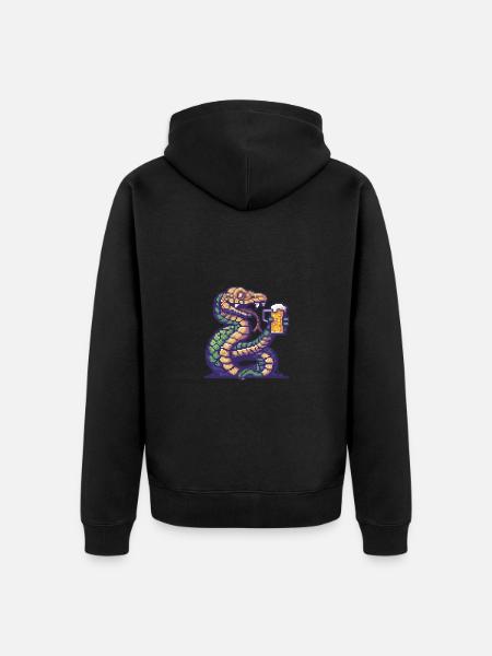 Serpent Cobra Bière Pixel - Veste à capuche bio Premium Unisexe - noir
