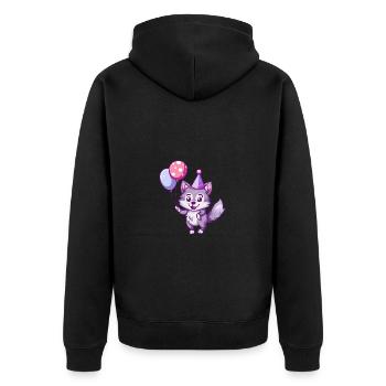 Wolf Geburtstag Comic - Unisex Premium Bio Zip Hoodie - Schwarz - Hinten - Nico (187cm)