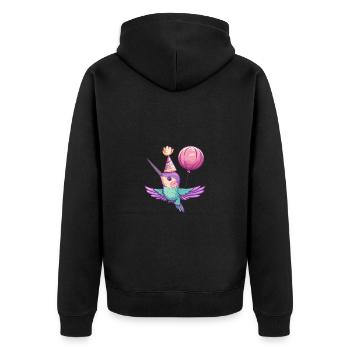 Kolibri Vogel Geburtstag Comic - Unisex Premium Bio Zip Hoodie - Schwarz - Hinten - Nico (187cm)