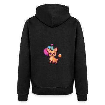Chihuahua Hunde Geburtstag Comic - Unisex Premium Bio Zip Hoodie - Schwarz - Hinten - Nico (187cm)