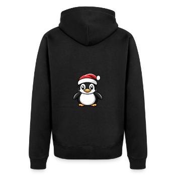 Pinguin Weihnachten Niedlich - Unisex Premium Bio Zip Hoodie - Schwarz - Hinten - Nico (187cm)