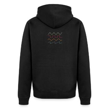 Vintage Synthesizer Techno - Synthy - Unisex Premium Bio Zip Hoodie - Schwarz - Hinten - Nico (187cm)