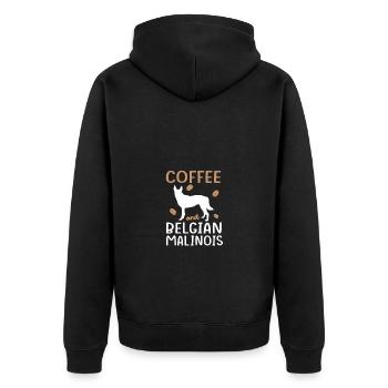 Belgischer Malinois - Unisex Premium Bio Zip Hoodie - Schwarz - Hinten - Nico (187cm)