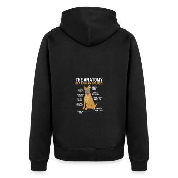Belgischer Malinois - Unisex Premium Bio Zip Hoodie - Schwarz - Hinten - Nico (187cm)