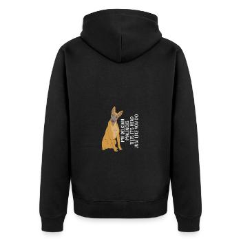 Belgischer Malinois - Unisex Premium Bio Zip Hoodie - Schwarz - Hinten - Nico (187cm)