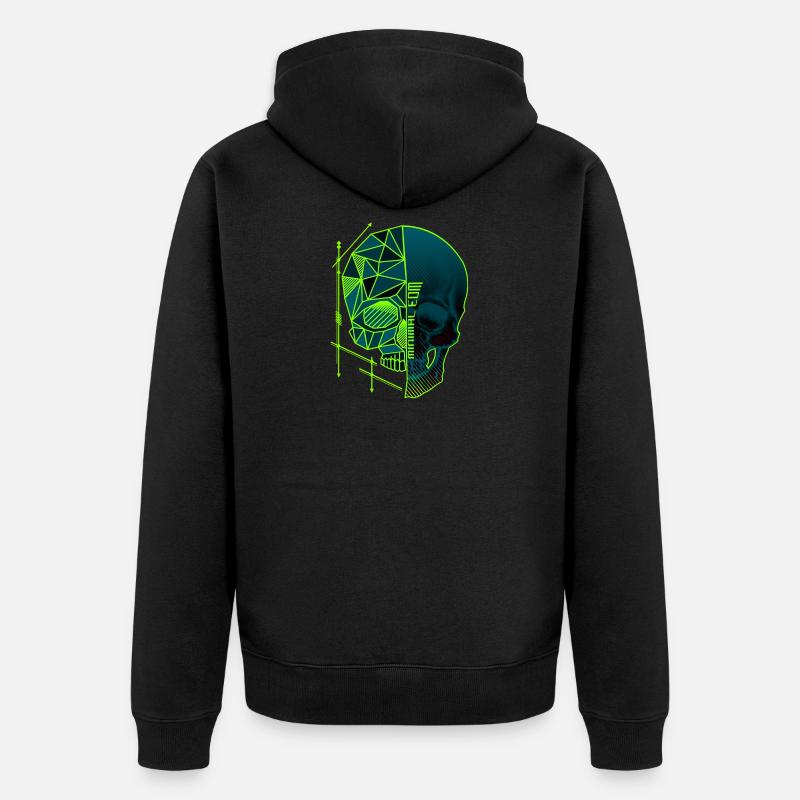 Polygone de crâne EDM minimal - Veste à capuche bio Premium Unisexe - noir