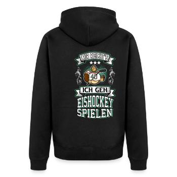 Eishockey Eishockeyspieler Spruch Sport Vintage - Unisex Premium Bio Zip Hoodie - Schwarz - Hinten - Nico (187cm)