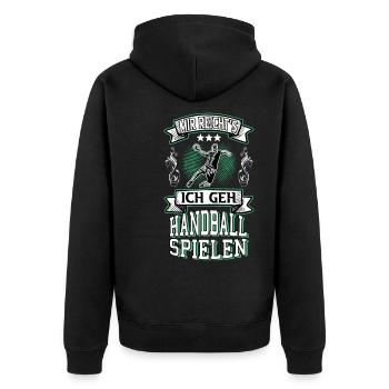 Handball Handballspieler Handballer Spruch Lustig - Unisex Premium Bio Zip Hoodie - Schwarz - Hinten - Nico (187cm)