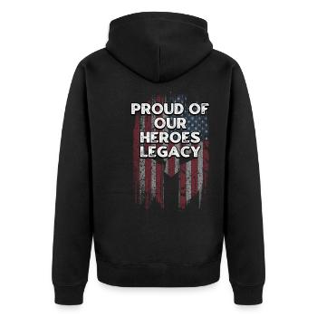 Stolz auf das Vermächtnis unserer Helden American Veterans Day - Unisex Premium Bio Zip Hoodie - Schwarz - Hinten - Nico (187cm)
