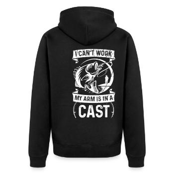 I can't move my arm with a cast - Unisex Premium Organic Zip Hoodie - black - Back - Nico (187cm)
