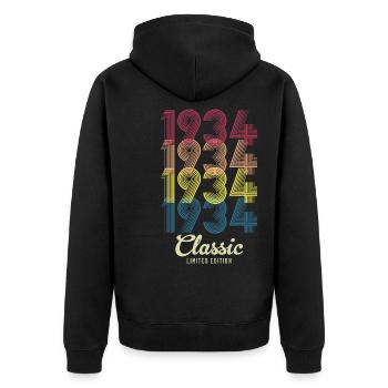 Januar 1934 geboren Geburtstag Mann Frau retro - Unisex Premium Bio Zip Hoodie - Schwarz - Hinten - Nico (187cm)