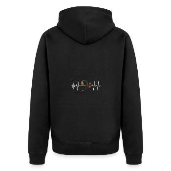 Bassschlüsssel mit Herzlinie - Unisex Premium Bio Zip Hoodie - Schwarz - Hinten - Nico (187cm)