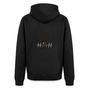 Bassschlüsssel mit Herzlinie - Unisex Premium Bio Zip Hoodie - Schwarz - Hinten - Nico (187cm)