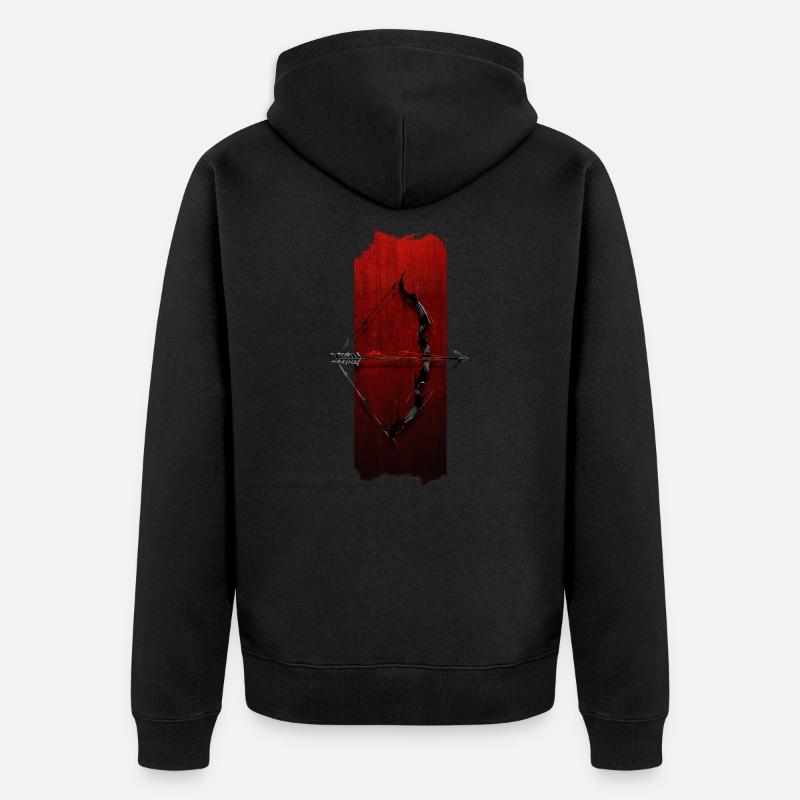 Bogenschießen Eleganz: Pfeil und Bogen - Unisex Premium Bio Zip Hoodie - Schwarz