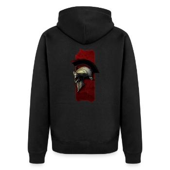 Gilded Glory: Spartan Golden Warrior Helmet - Unisex Premium Organic Zip Hoodie - black - Back - Nico (187cm)