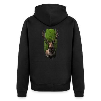 Majestic Monarch: Moose - Unisex Premium Organic Zip Hoodie - black - Back - Nico (187cm)