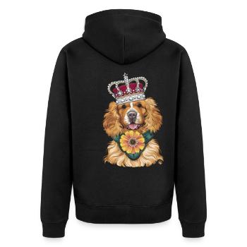 Cocker Spaniel mit Blumen und Krone - Unisex Premium Bio Zip Hoodie - Schwarz - Hinten - Nico (187cm)