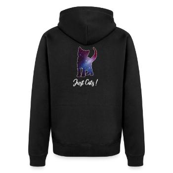 Cat Kitten Silhouette Space Cat Galaxy Galaxy - Unisex Premium Organic Zip Hoodie - black - Back - Nico (187cm)
