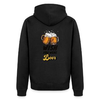 Bier - cooler Spruch fürs Festival - Unisex Premium Bio Zip Hoodie - Schwarz - Hinten - Nico (187cm)