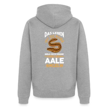 Angeln Angler Aal - Unisex Premium Bio Zip Hoodie - Grau meliert - Hinten - Nico (187cm)