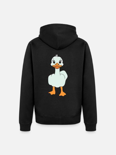 Funny Middle Finger Duck - Unisex Premium Organic Zip Hoodie - black