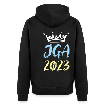 Jga 2023 Junggesellenabschied - Unisex Premium Bio Zip Hoodie - Schwarz - Hinten - Nico (187cm)