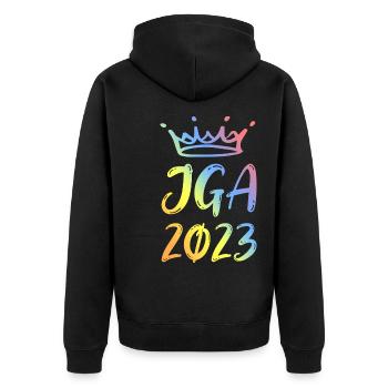 Jga 2023 Junggesellenabschied - Unisex Premium Bio Zip Hoodie - Schwarz - Hinten - Nico (187cm)