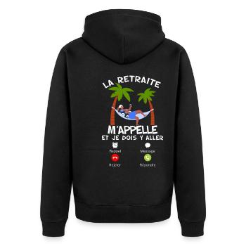 La retraite M'appelle Enfin Idée Cadeau Homme - Veste à capuche bio Premium Unisexe - noir - Dos - Nico (187cm)
