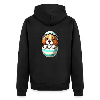 Buntes Beagle-Hund Osterei Schlüpf Design - Unisex Premium Bio Zip Hoodie - Schwarz - Hinten - Nico (187cm)