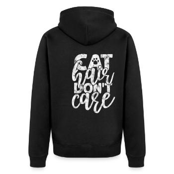 Les poils de chat s’en fichent - Drôles de dictons de chat - Veste à capuche bio Premium Unisexe - noir - Dos - Nico (187cm)
