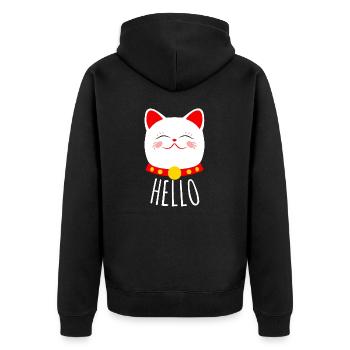 Maneki Neko Cat disant bonjour : Mignon chat - Veste à capuche bio Premium Unisexe - noir - Dos - Nico (187cm)