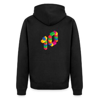 Cute Block Building 10th Birthday Gift 10 Year - Unisex Premium Organic Zip Hoodie - black - Back - Nico (187cm)