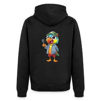 Komiker Squawkster - Unisex Premium Bio Zip Hoodie - Schwarz - Hinten - Nico (187cm)