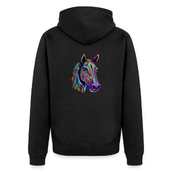 happy show jumping thelwell joke thoroughbred gift - Unisex Premium Bio Zip Hoodie - Schwarz - Hinten - Nico (187cm)
