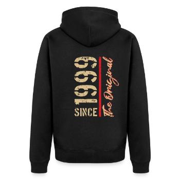 1999 The Original - Geburtsjahr, Jahreszahl - Unisex Premium Bio Zip Hoodie - Schwarz - Hinten - Nico (187cm)