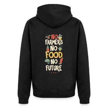 No Farmers No Food No Future Farmer Farmer - Unisex Premium Organic Zip Hoodie - black - Back - Nico (187cm)