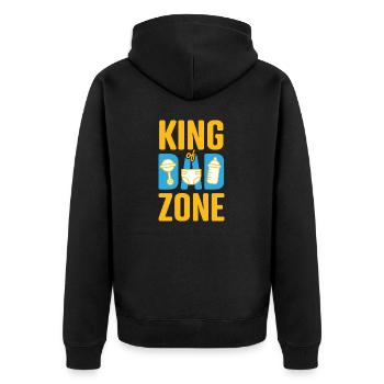 Be the Kingof the DAD Zone ! - Unisex Premium Bio Zip Hoodie - Schwarz - Hinten - Nico (187cm)