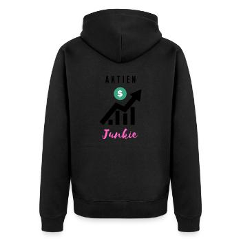 Aktienjunkie 3 - Unisex Premium Bio Zip Hoodie - Schwarz - Hinten - Nico (187cm)