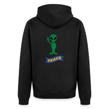 Alien Peace - Unisex Premium Bio Zip Hoodie - Schwarz - Hinten - Nico (187cm)