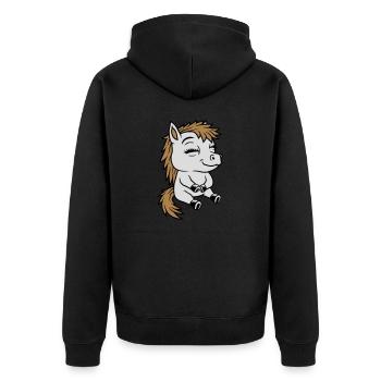 Petit poney comique assis - Veste à capuche bio Premium Unisexe - noir - Dos - Nico (187cm)