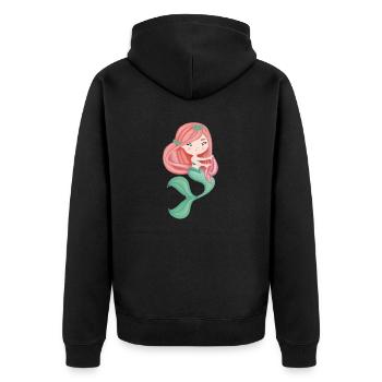 Kleine rote Haare, grüner Schwanz - Unisex Premium Bio Zip Hoodie - Schwarz - Hinten - Nico (187cm)