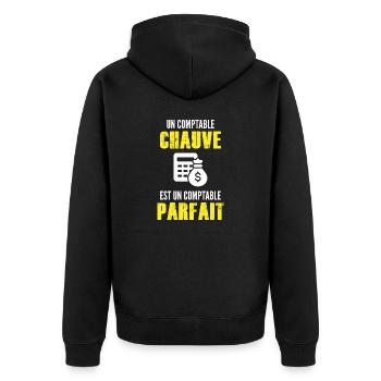 comptable chauve - comptable parfait - Veste à capuche bio Premium Unisexe - noir - Dos - Nico (187cm)