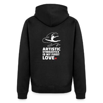 J’aime la gymnastique artistique élégante - Veste à capuche bio Premium Unisexe - noir - Dos - Nico (187cm)
