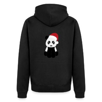 Panda Noël - Unisex Premium Bio Zip Hoodie - Schwarz - Hinten - Nico (187cm)