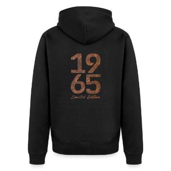 1965 Limited Edition in Rust Look - Unisex Premium Organic Zip Hoodie - black - Back - Nico (187cm)