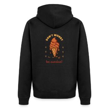 Don't Worry Be Sundae! Cute Funny Ice Cream - Unisex Premium Bio Zip Hoodie - Schwarz - Hinten - Nico (187cm)
