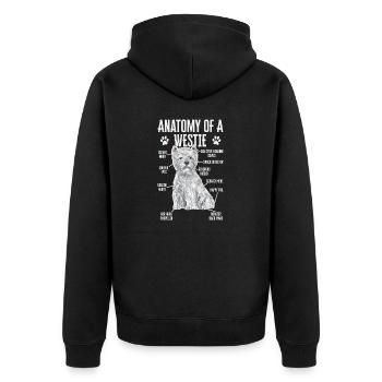 West Highland White Terrier Westie - Unisex Premium Bio Zip Hoodie - Schwarz - Hinten - Nico (187cm)