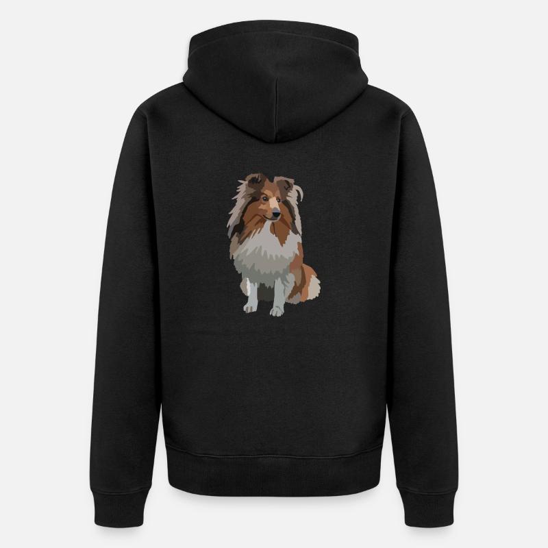 Sheltie Collie Chien dessinateur - Veste à capuche bio Premium Unisexe - noir