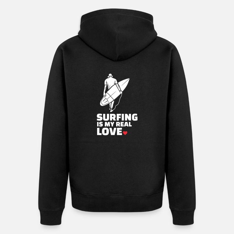 J’adore surfer - Veste à capuche bio Premium Unisexe - noir
